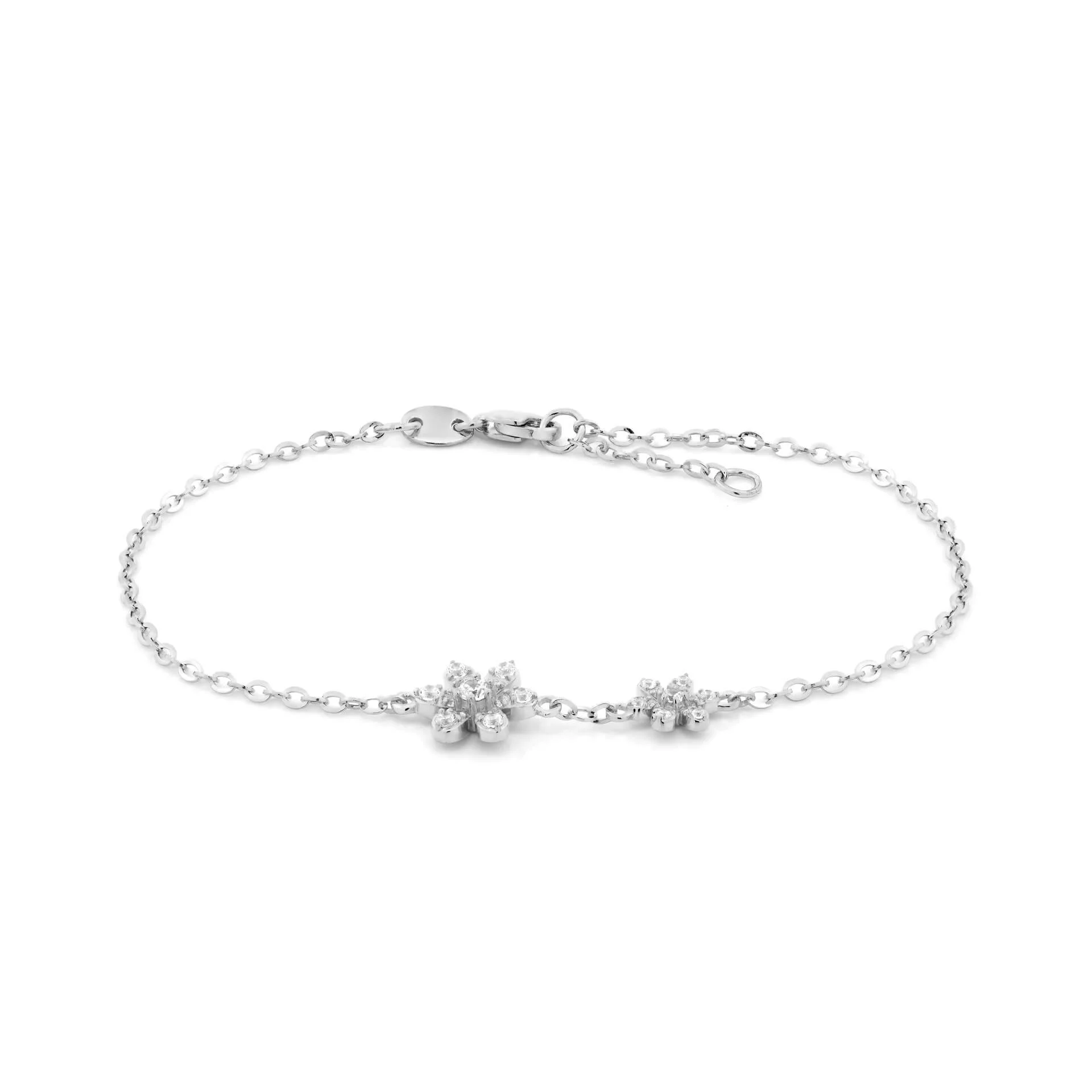 Lắc tay vàng trắng 14K gắn đá CZ DOJI AFBK000715F2CZ1